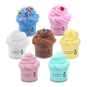 ZONEWAY 7 Pack Cake Butter Slime Kits - Soft, Non-Sticky Party Favors for Kids - Assorted Colors