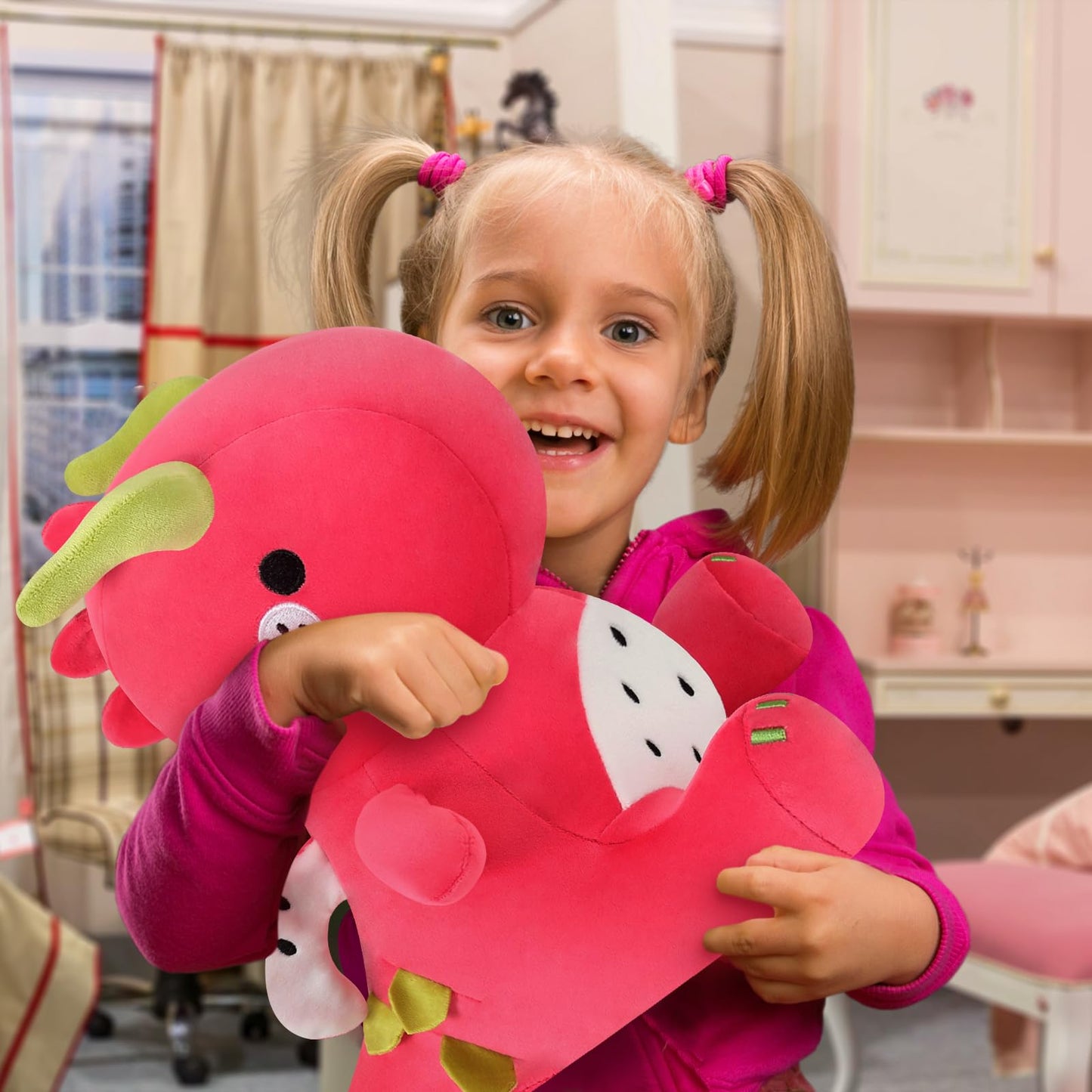 Ditucu Plush Dragon Fruit Dinosaur Toy - Soft Red Dino, 12 Inch Birthday Gift for Kids