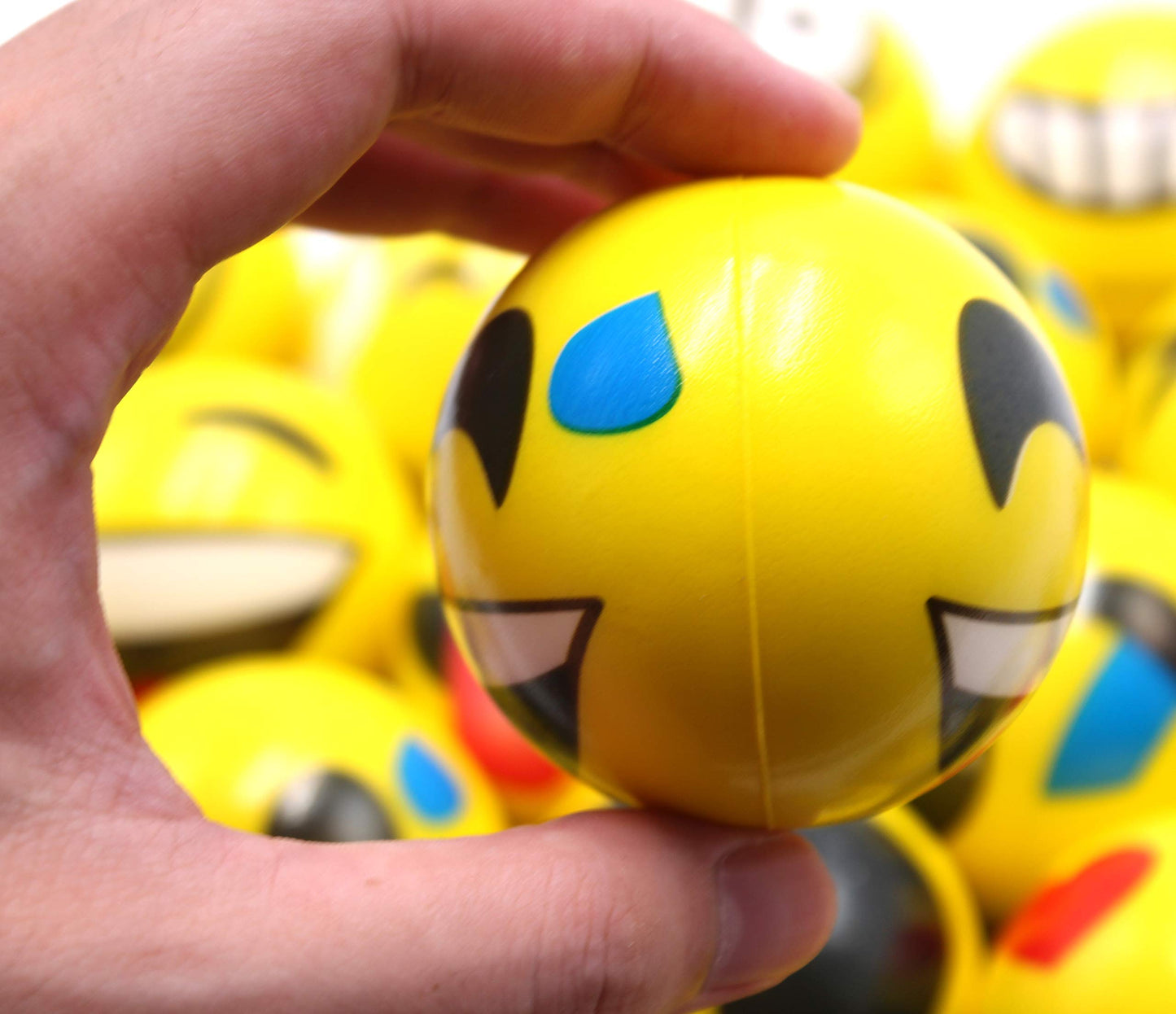 Fivoendar Set Of 12 - Fun Face Stress Balls Cute Hand Wrist Stress Reliefs Squeeze Balls For Kids And Adults At School Or Office Party Favors (Yellow Color Random Faces) (Latest)
