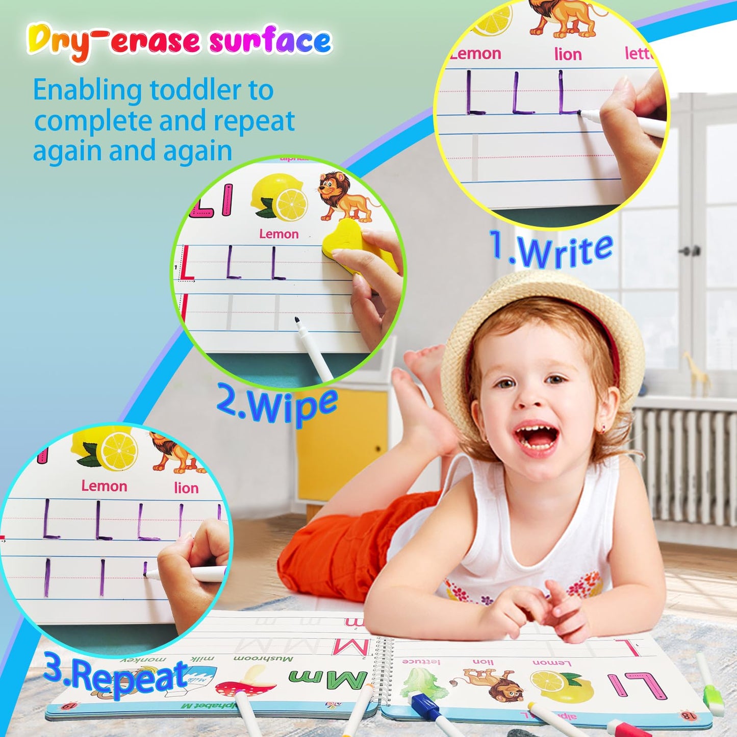 Alianfly Montessori Preschool Learning Tracing Workbook - Toddler Alphabet And Numbers Handwriting Practice Busy Activity Book D