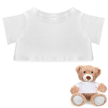 Roundfunny Bear Tee Shirt Fit 8-10Inch Bear Clothes Stuffed Animal Clothes Shirt Basic Stuffed Bears Dolls Shirt, White