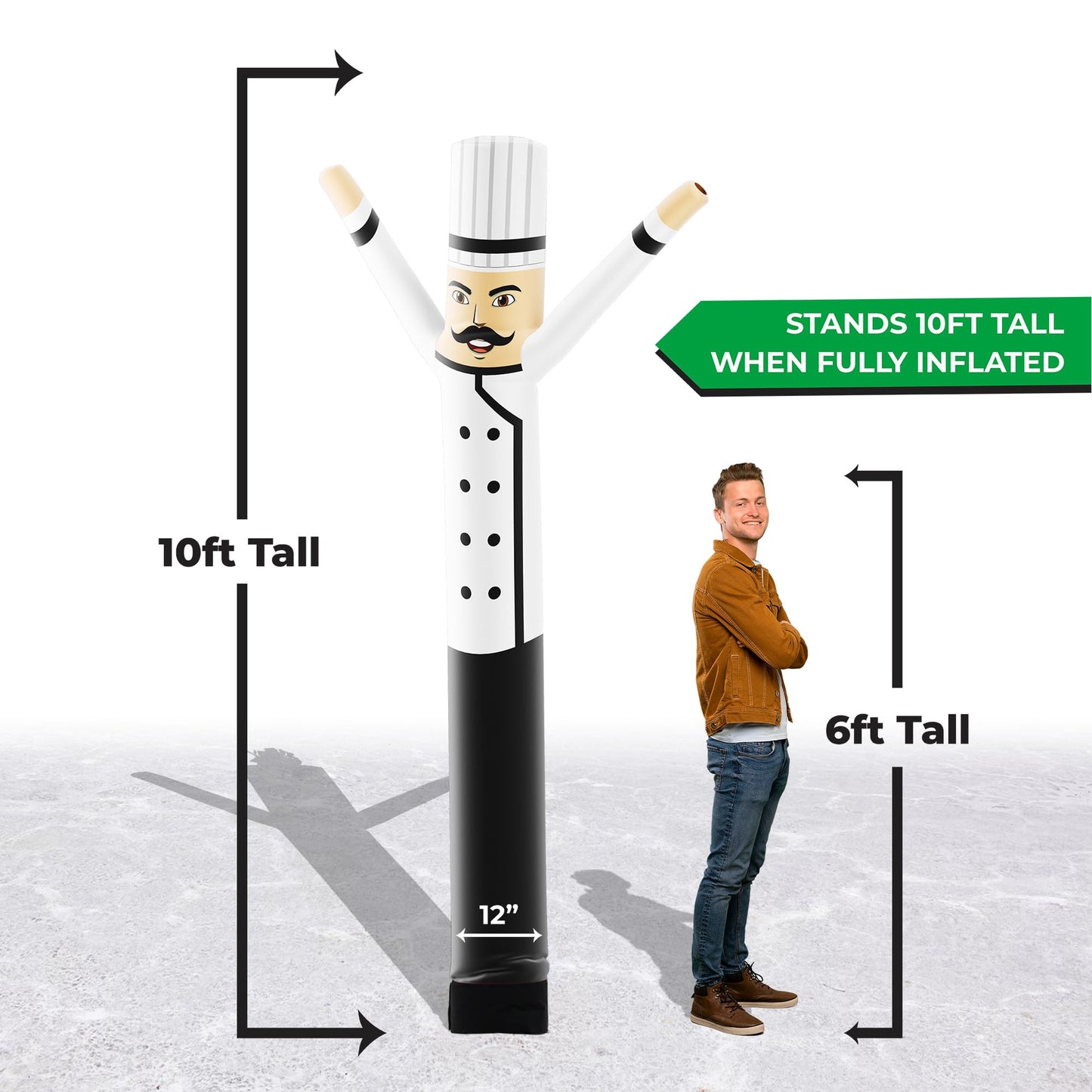 LookOurWay Air Dancers Inflatable Tube Man Attachment - 10 Feet Tall Wacky Waving Inflatable Dancing Tube Guy for Business Promotion - Blower Not Included - Restaurant and Food Themed - Chef