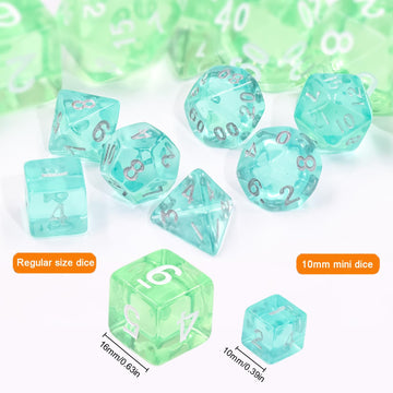 8 Sets Polyhedral RPG Mini Dice (56pcs),10mm Mini Dice Set,10mm Mini Transparent DND Magic The Gathering Dice Set for MTG,RPG,D&