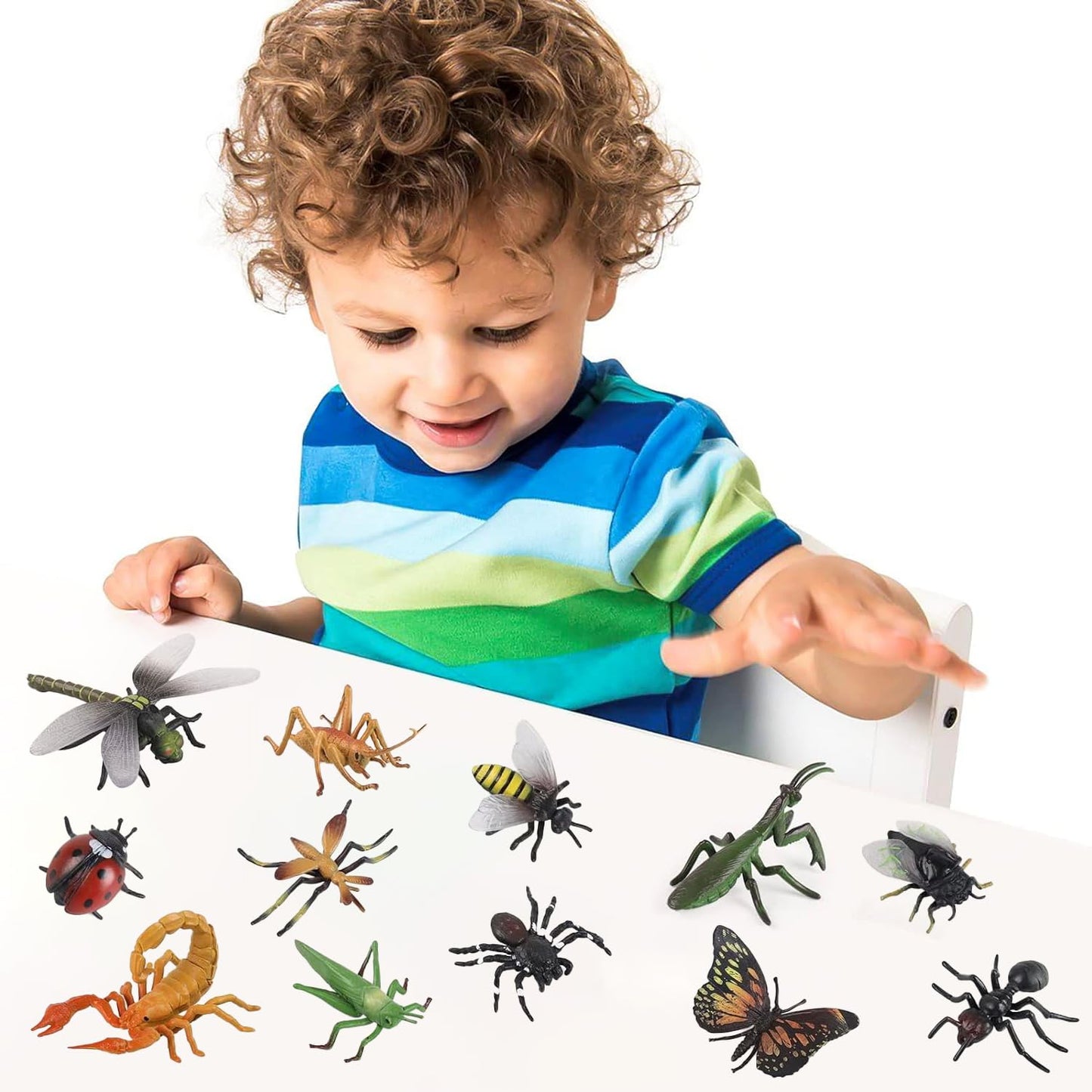 Boticako 12 Pcs Large Insects And Bugs For Kids - Plastic Bugs And Insects For Kids, Plastic Bug Toys | Animal Figures Halloween