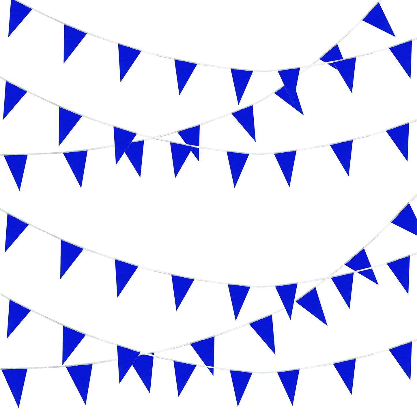 Weitbf 50Ft 30Pcs Blue Pennant Banners Flags String Triangle Diy Bunting Flags,Party Decorations For Grand Opening,Kids Birthday