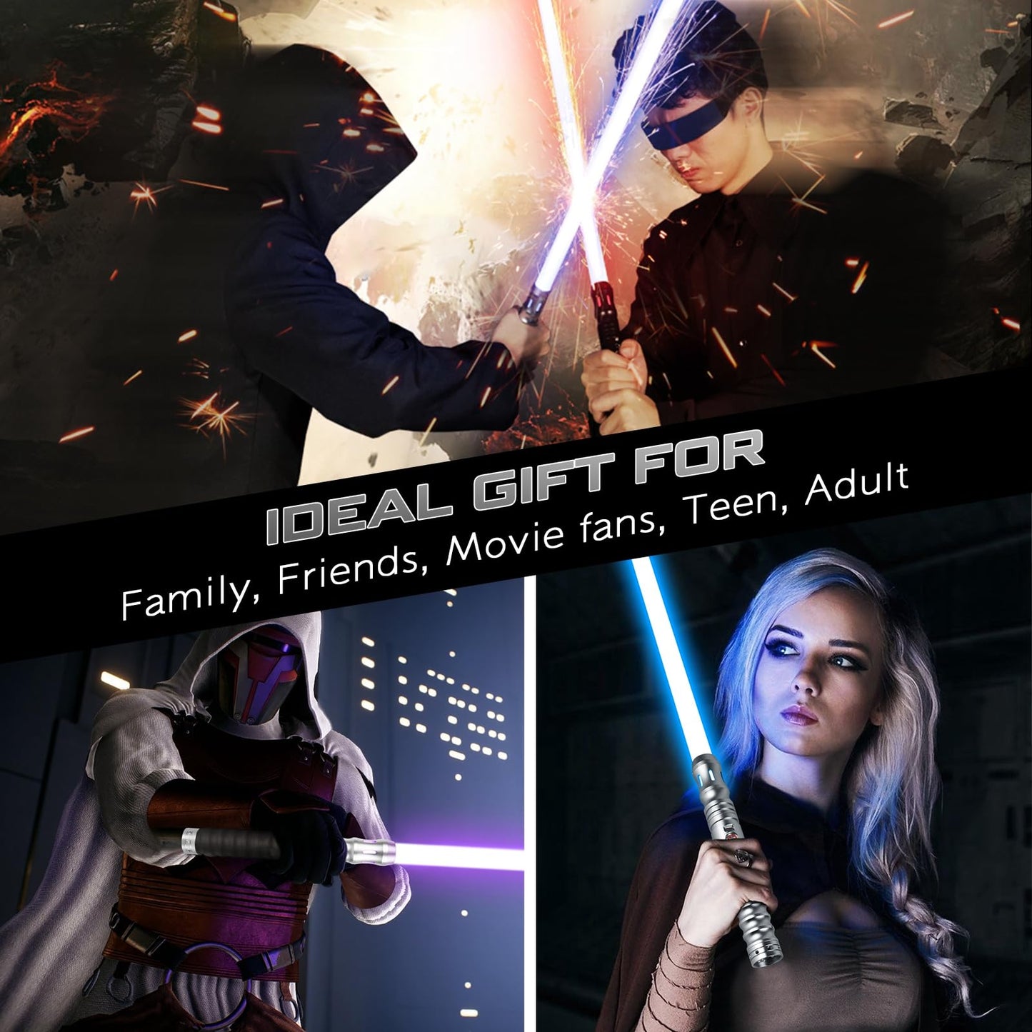 Smooth Swing Dueling Lightsabers with APP - Infinite RGB 16 Colors Changeable Light Sabers, Motion Control Metal Hilt Light Sabe