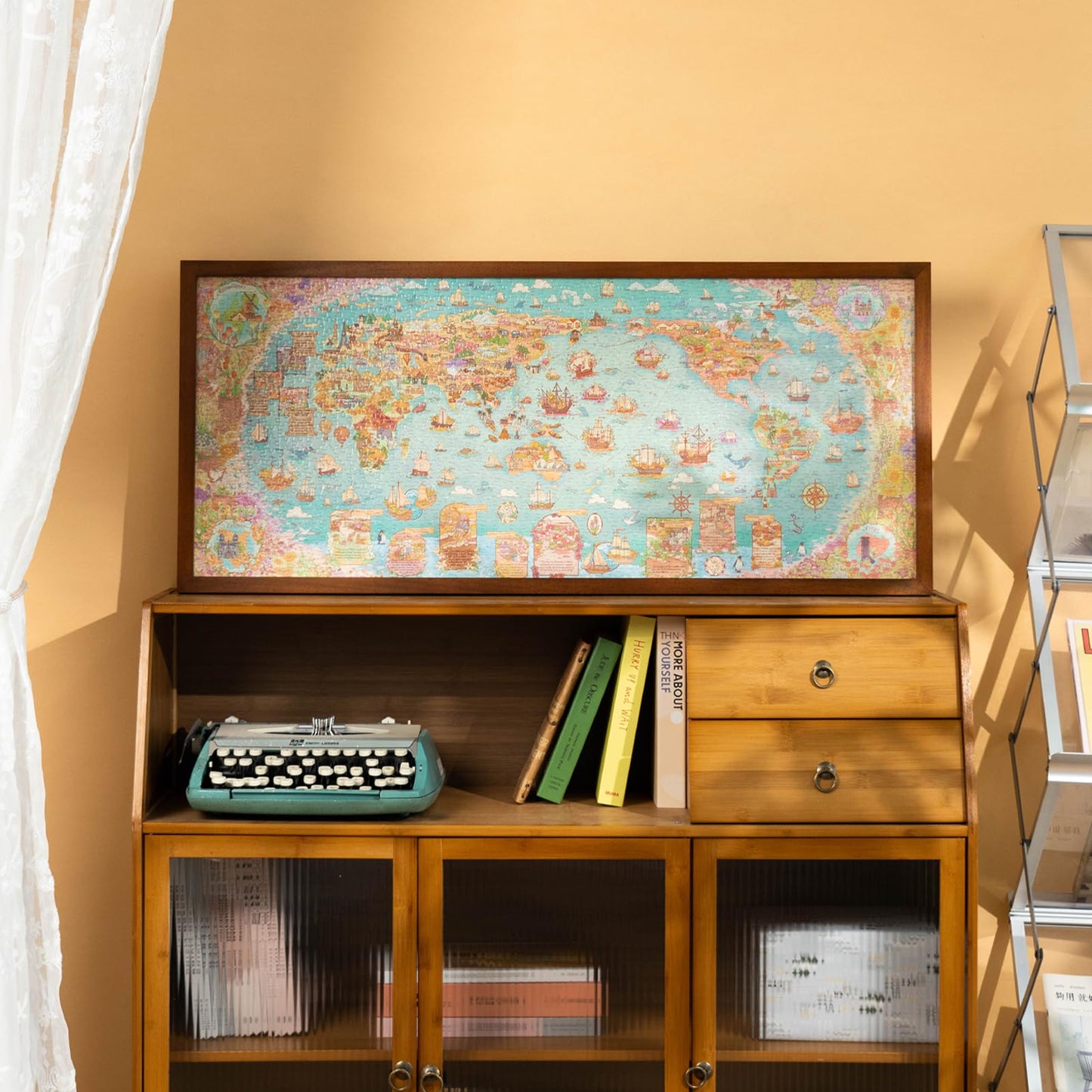 Momibook Puzzles For Adults 1300 Piece Jigsaw Puzzles Of Flower Great Universal Guide, Painting Image World Map Challenging Hard