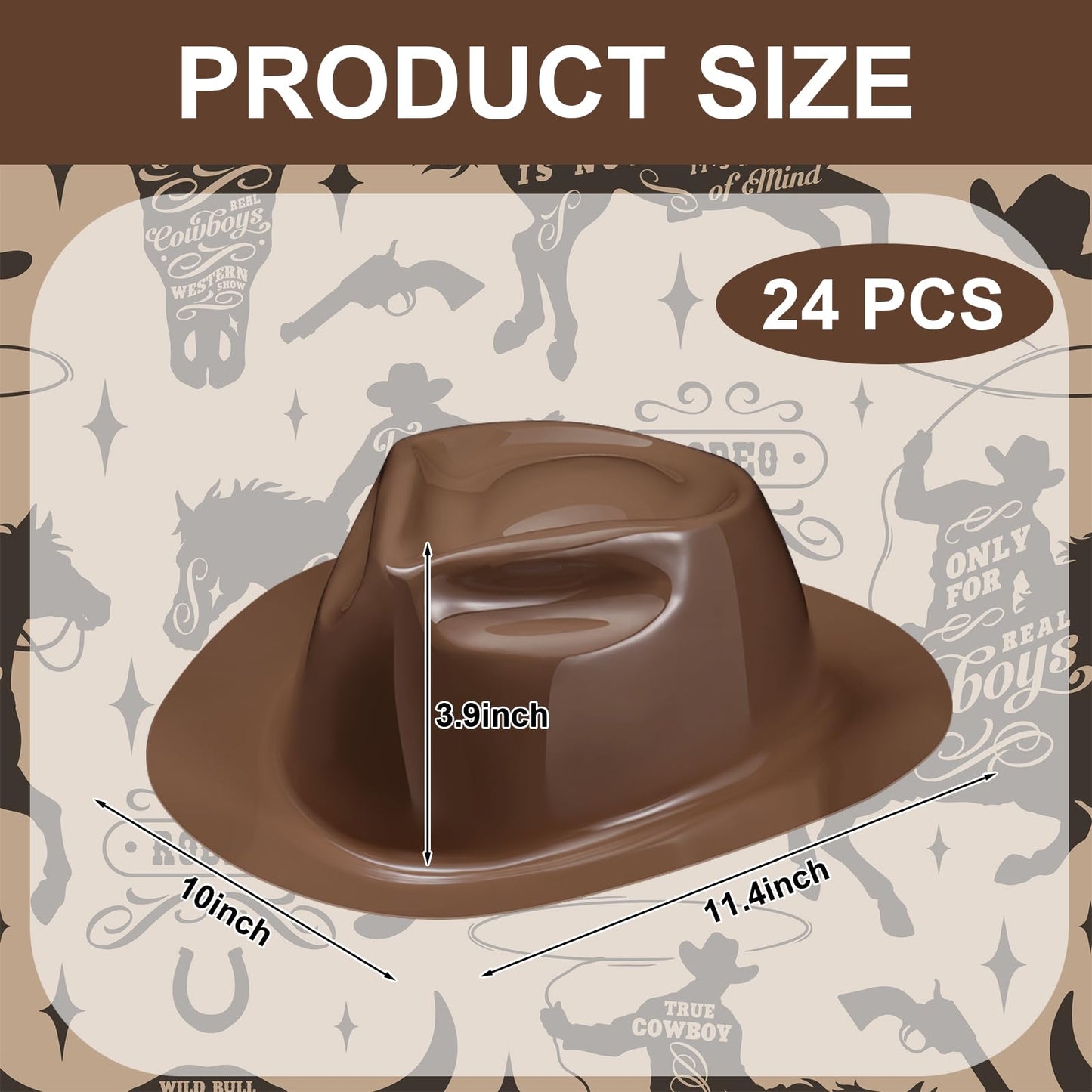 Xtinmee 24 Pieces Cowboy Hats Bulk Kid Plastic Cowboy Hats Party Pack Western Cowboy Hat Costume Accessories for Western Party S