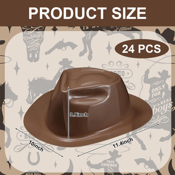Xtinmee 24 Pieces Cowboy Hats Bulk Kid Plastic Cowboy Hats Party Pack Western Cowboy Hat Costume Accessories for Western Party S