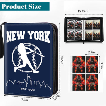 Baseball Card Binder  New York Trading Card Holder Protectors  4 Pocket Fits 400 Cards with 50 Removable Sleevesves Card Storage Album Folder Case Collector