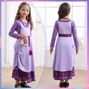 Itvti Wish Asha Costume For Girls Princess Halloween Christmas Dress Purple Cosplay Outfit, 4-5 Years(Tag 120)