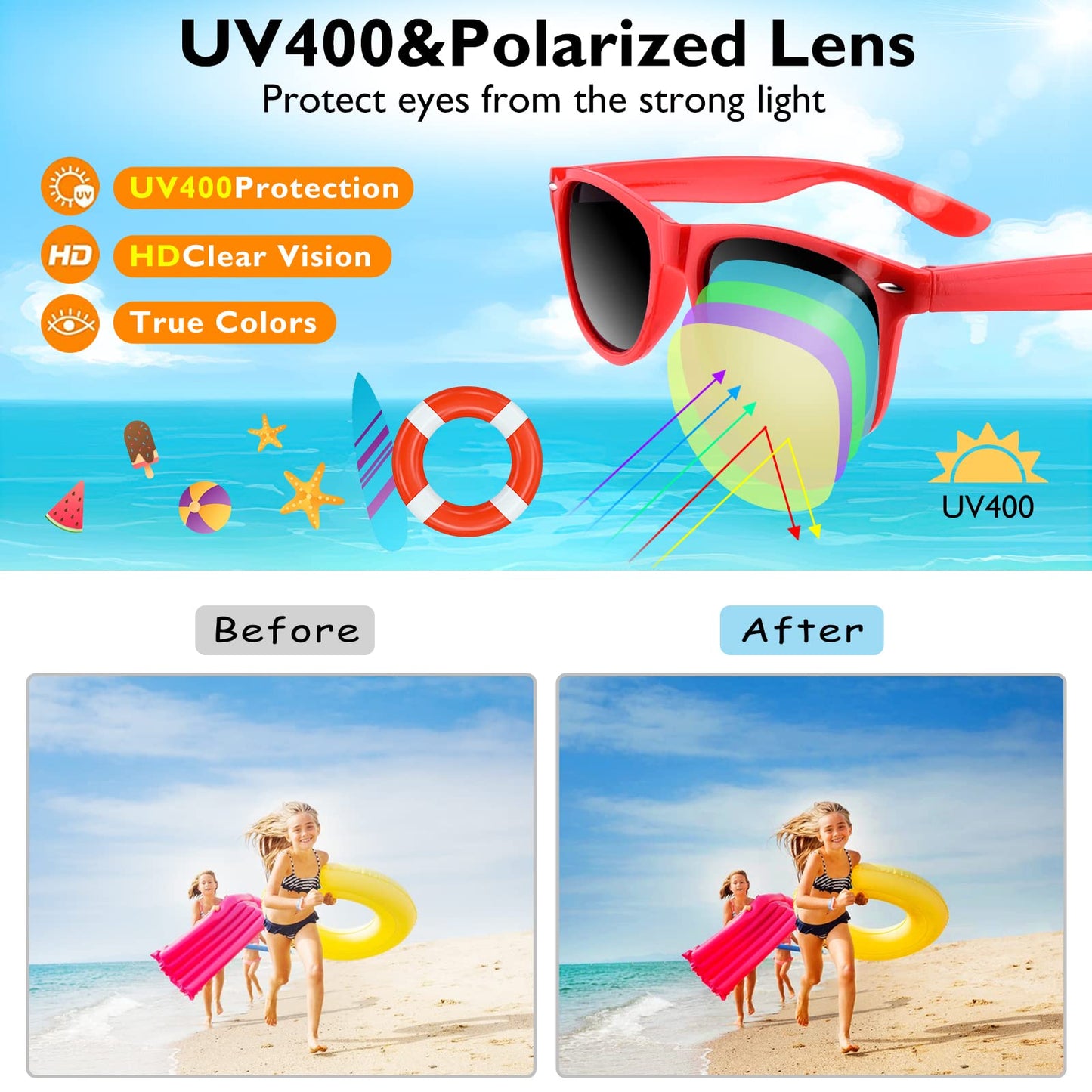 Bouiexye 48 Pack Party Sunglasses Bulk for Birthday Summer Wedding Party Goody Bag Fillers Supplies (Red)