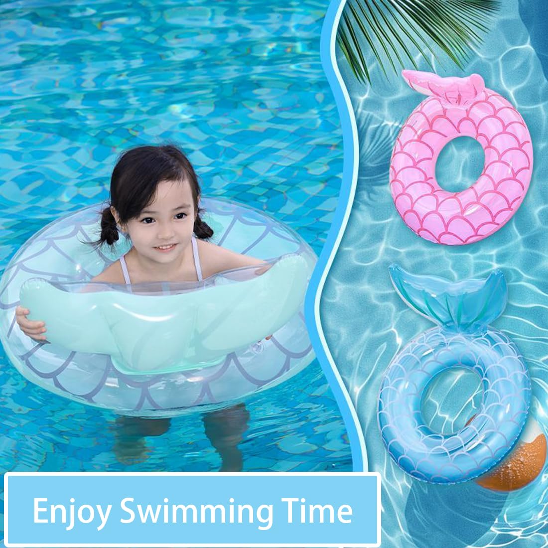 Audaisyly Children Swimming Ring, Inflatable Pool Floats Swim Tube Raft Toy With Fruits Mermaid Decorations Summer Water Fun Lou