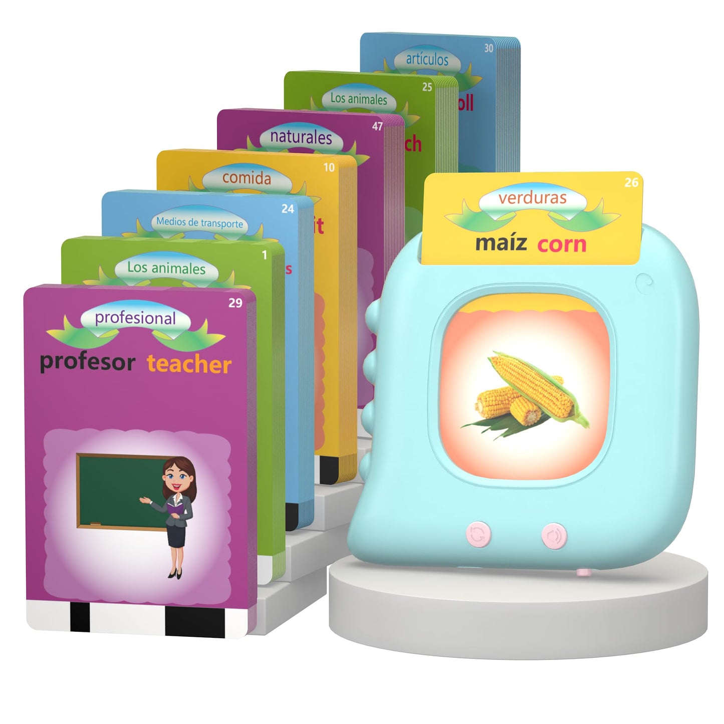 Spanish Flash Cards For Kids, Bilingual Buddy Talking Flash Cards For Toddlers 1 2 3 4 5 Years Old, Audible Learning Spanish For