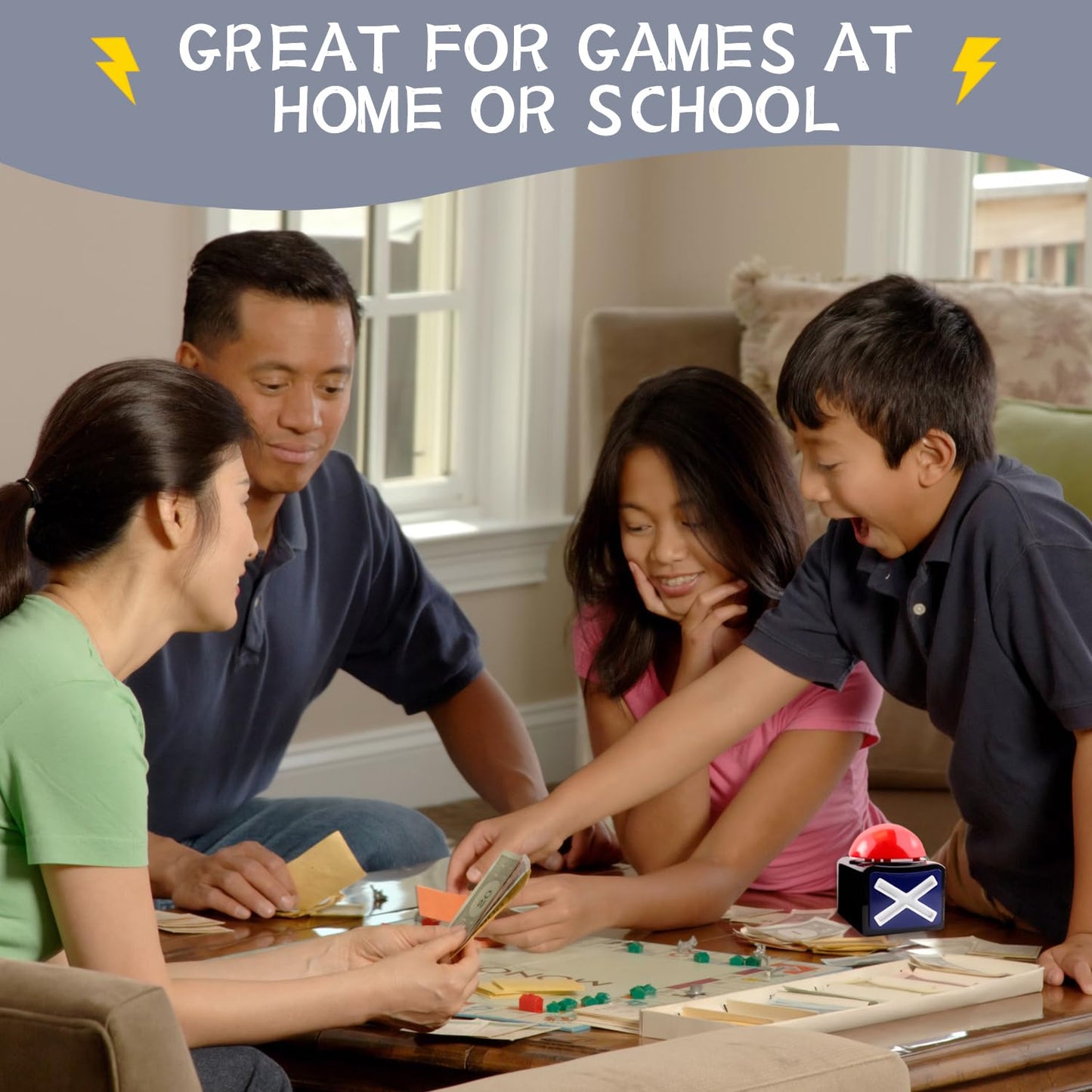 Boskey Game Buzzer, Party Competition Prop Toy With Lights And Alarm Sound Game Show Button Box, Quiz Buzzer For Game Show, Quiz Master Buzzer For Family Competition Games