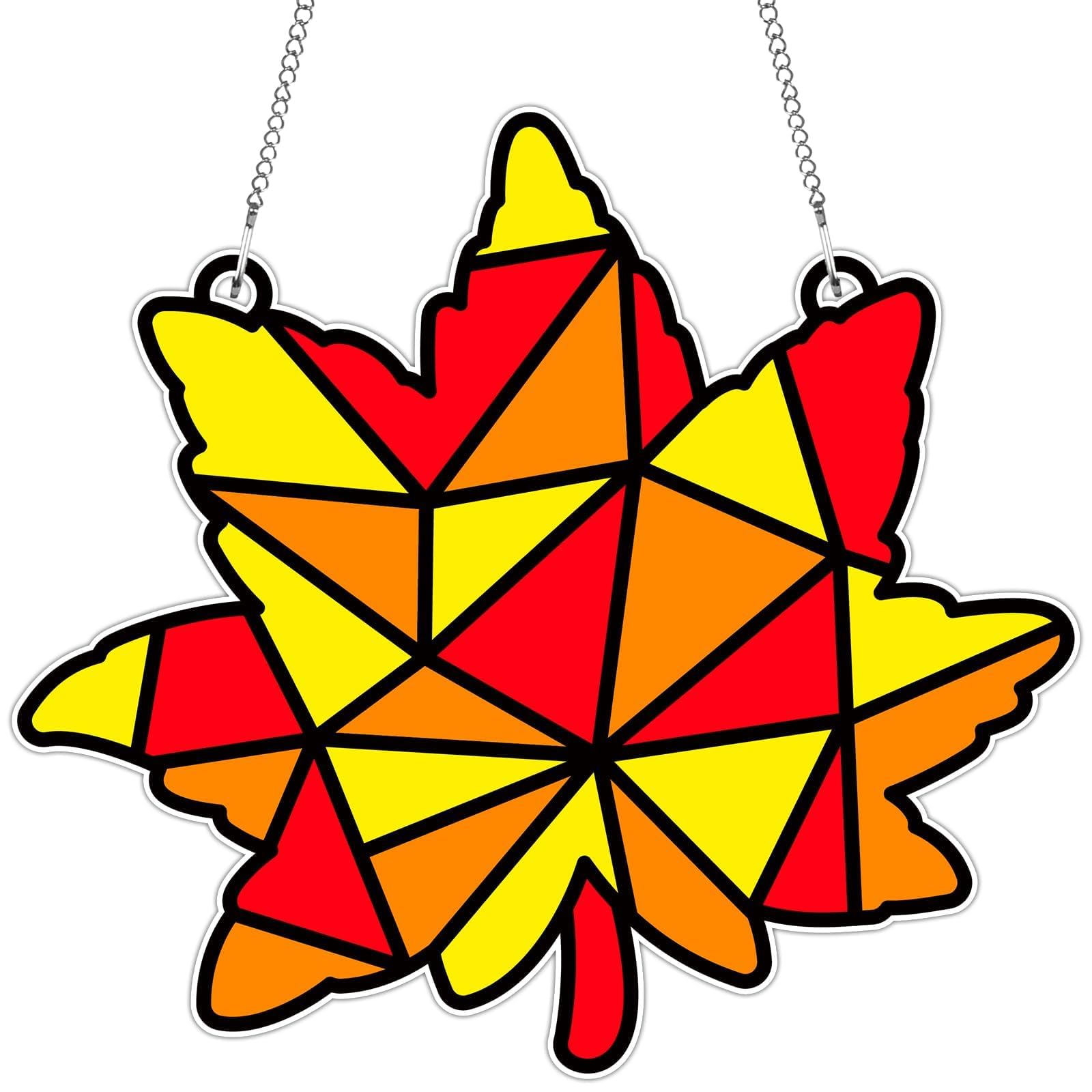 Qyeahkj Fall Crafts Stained Glass Craft Thanksgiving Maple Leaves Sticker Glass Made Easy Activity Kit Decorations Autumn Suncat