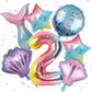 Mermaid Balloons 2Nd Birthday Decorations, 8Pcs Mermaid Party Decorations Balloons, 40 Inch Rainbow Number 2 Balloon, Large Helium Foil Mermaid Tail Balloon, Seashell Balloons For Girls' 2Nd Birthday