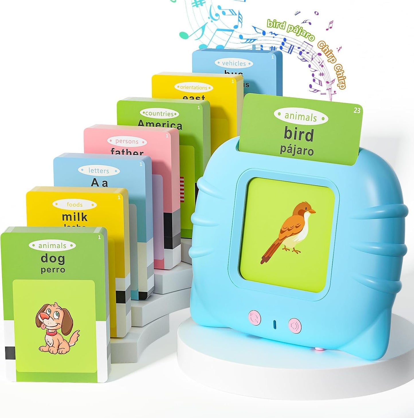 Bilingual English & Spanish Flash Cards For Toddlers, Audible Toys Learning Spanish For Kids Adults, 385 Sight Words, Educationa