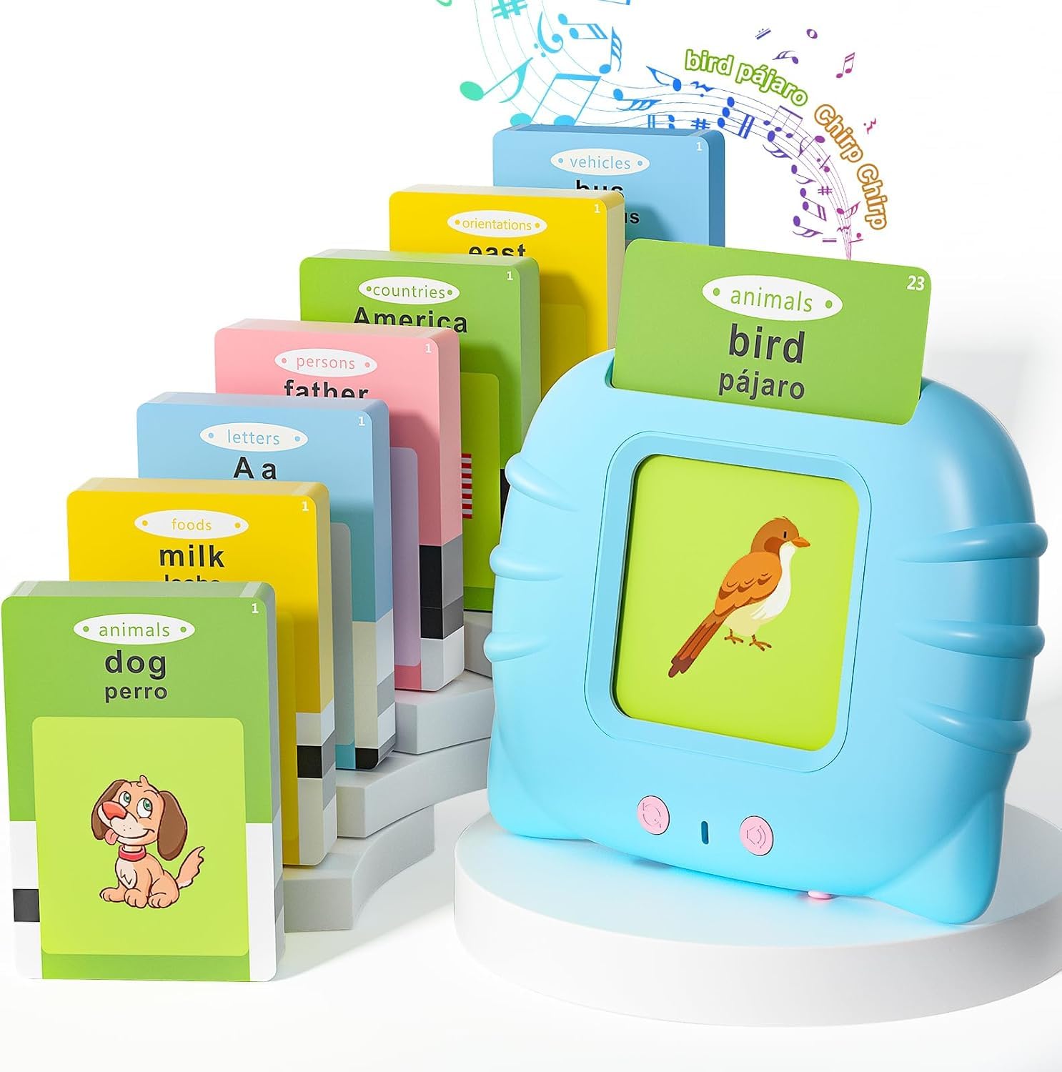 Bilingual English & Spanish Flash Cards For Toddlers, Audible Toys Learning Spanish For Kids Adults, 385 Sight Words, Educationa
