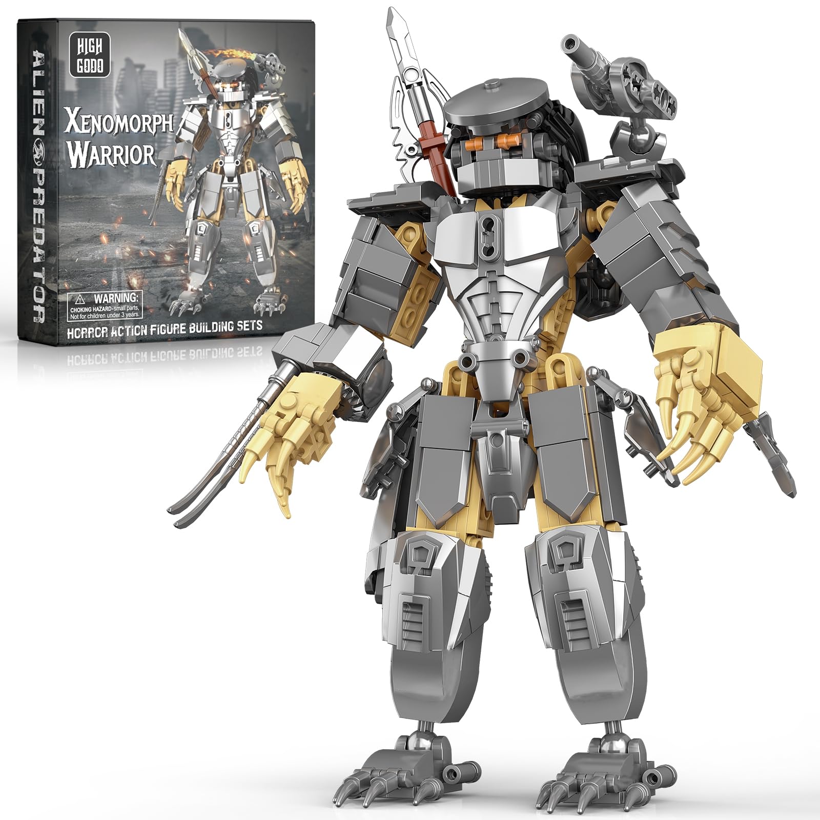 HIGH GODO Alien Mech Xenomorph Warrior Building Sets for mature-themed  Horror Action Figure Toy with Spears  Gifts for Boys Aged 8-14 for Birthdays Christmases Halloweens  478 Pieces