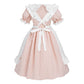 Ltakk Pioneer Dress Girls Colonial Costume Prairie Pilgrim Girl Dresses With Ruffled Pinafore, Peach, Large, Age Over 4 Years Ol