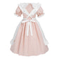 Ltakk Pioneer Dress Girls Colonial Costume Prairie Pilgrim Girl Dresses With Ruffled Pinafore, Peach, Large, Age Over 4 Years Ol