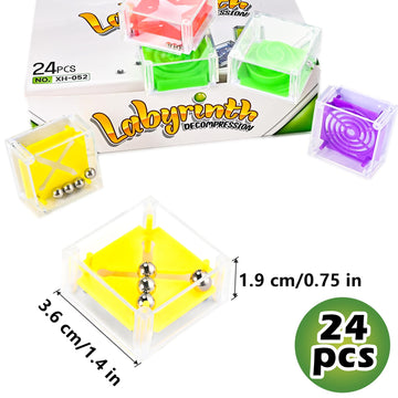 Goldge 24 Pcs Balance Iq Maze Game Toy Set - Mini 3D Brain Maze Puzzle Cubes In A Box. Fun Party Favor Games And Ideal Prizes Fo
