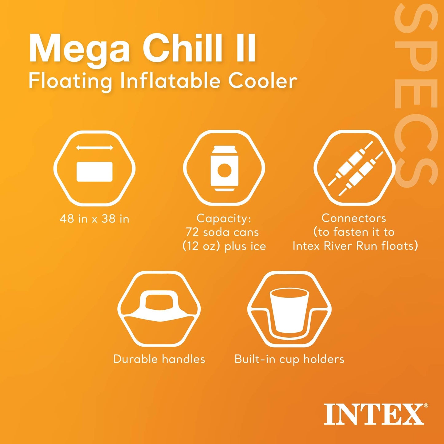Intex 58821Ep Inflatable Mega Chill Ii 72 Can Beverage Cooler Float W/ Lid