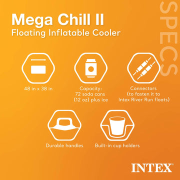 Intex 58821Ep Inflatable Mega Chill Ii 72 Can Beverage Cooler Float W/ Lid