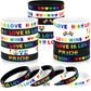 Junebrushs 42Pcs Rainbow Gay Pride Silicone Bracelets Lgbt Support Rubber Wristbands For Pride Day Month Parades Decorations Par