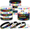 Junebrushs 42Pcs Rainbow Gay Pride Silicone Bracelets Lgbt Support Rubber Wristbands For Pride Day Month Parades Decorations Par