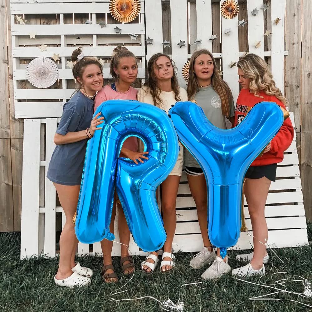 Toniful 40 Inch Large Blue Letter R Balloons Giant Alphabet Letter Balloons,Foil Mylar Big Balloons For Birthday Party Anniversa