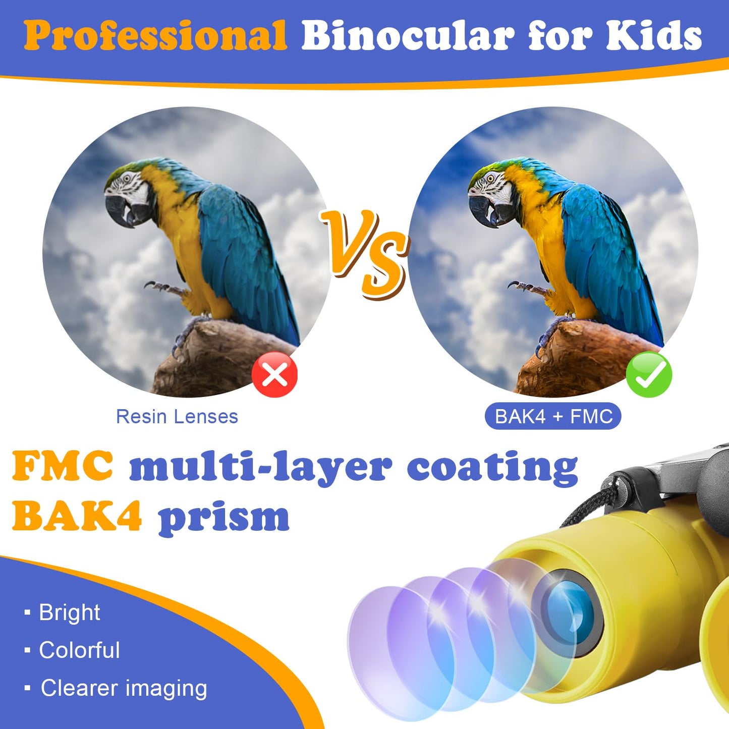 Obuby Real Binoculars For Kids Gifts For 3-12 Years Boys Girls 8X21 High-Resolution Optics Mini Compact Binocular Toys Shockproo