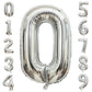 Paticool Silver Number 0 Balloon, 40 Inch Large Number Foil Mylar Balloons For Girl Boy Birthday Party Celebration Decorations S