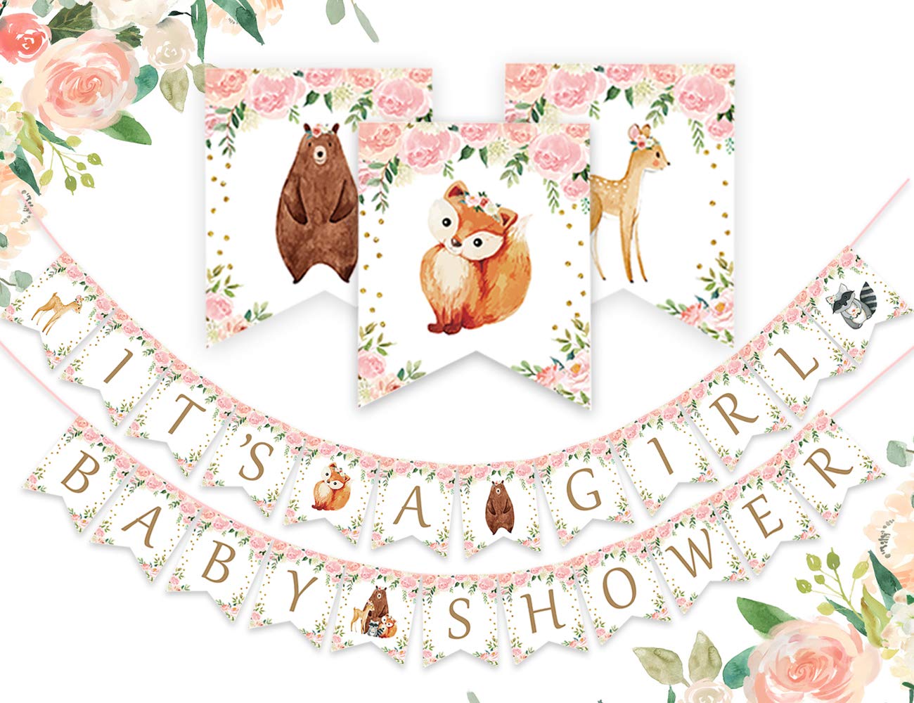 Woodland Baby Shower Decorations Woodland Its a Girl Baby Shower Banner - Forest Animal Garland for Woodland Creatures Baby Show