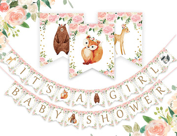 Woodland Baby Shower Decorations Woodland Its a Girl Baby Shower Banner - Forest Animal Garland for Woodland Creatures Baby Show