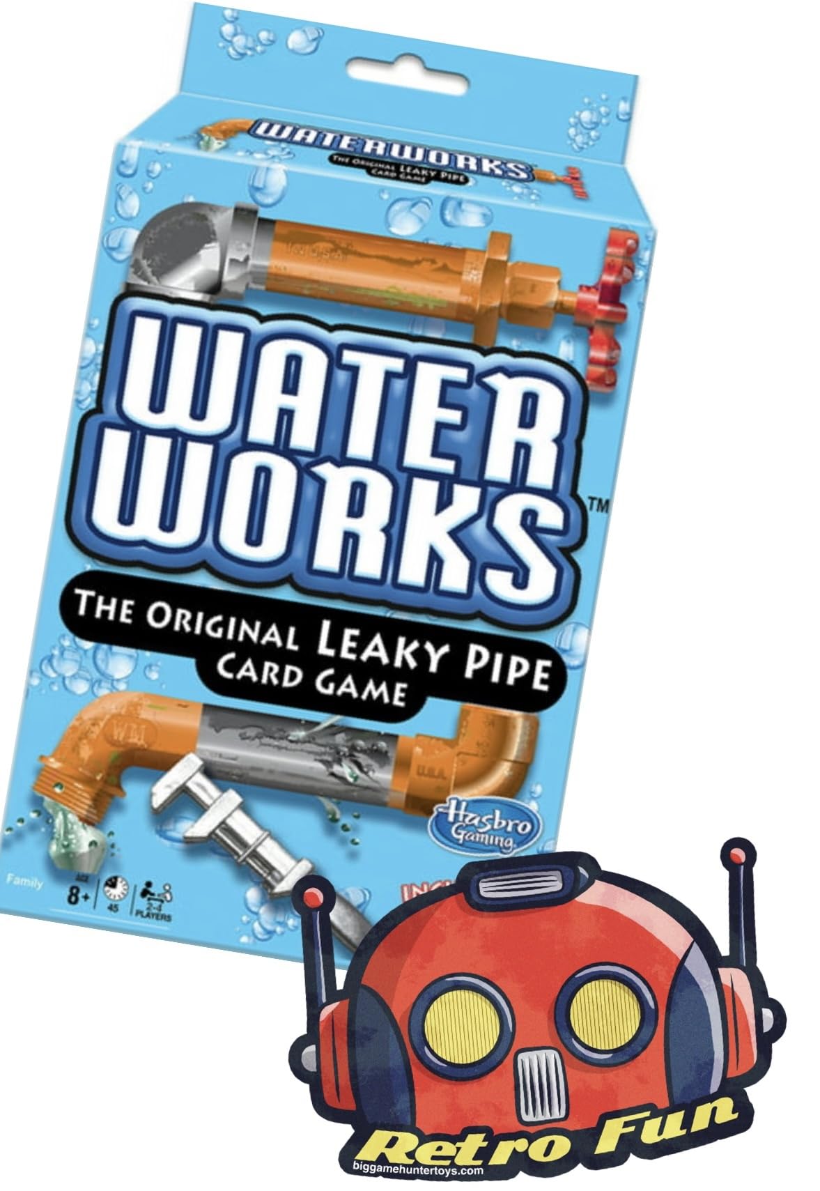 Big Game Toys Water Works Card Game - Classic 1970s Metal Toy with Free BGT Sticker, Silver, Model 691035032922