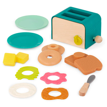B. toys- Mini Chef - Toaster Playset- Pretend Play Breakfast Playset - 14pc Brunch Set - Pop-Up Toast & Sounds- 3 Years +