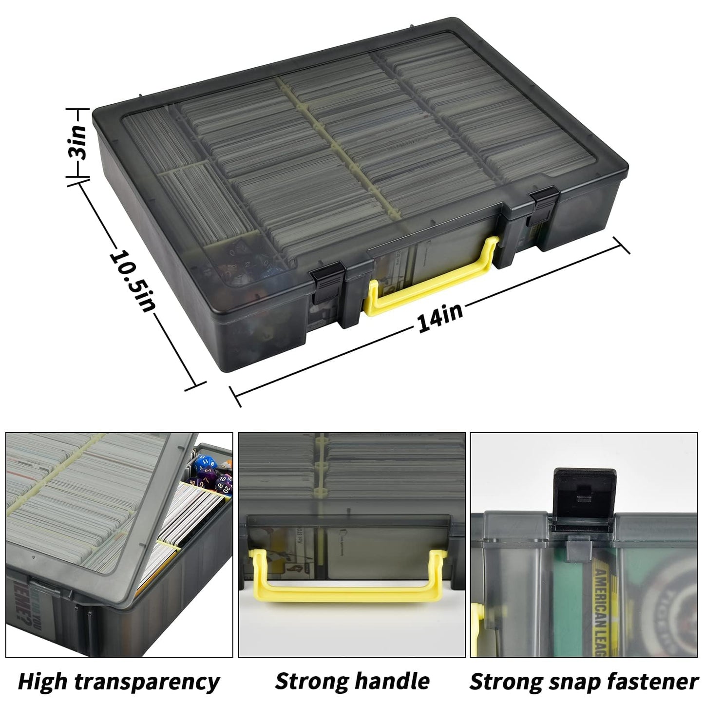 Xuerdon Trading Card Storage Box, 2300+ Playing Card Case Holder Organizer Compatible With Pm Tcg/For Yugioh/For Cah/For Phase 1