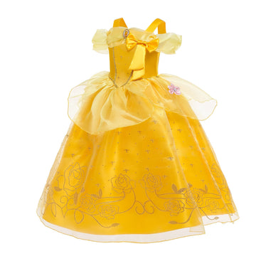 Princess Belle Costume For Girls Birthday Party Outfit Halloween Cosplay Dress Up With Accessories 9-10