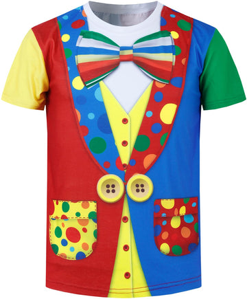 Cosland Boys' Clown Costume For Kids Halloween Shirt, Multicolor, Large