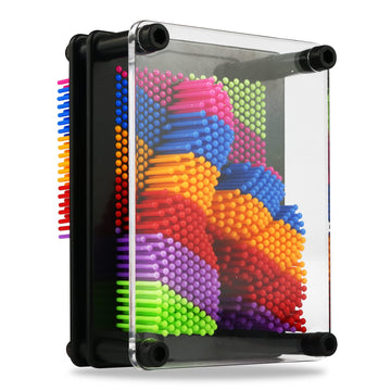 3D Pin Art Toy - Plastic Pin Board For Kids, 3D Pin Impression Sculpture Needle Toys, 3.75 X 5 Inches (Rainbow)