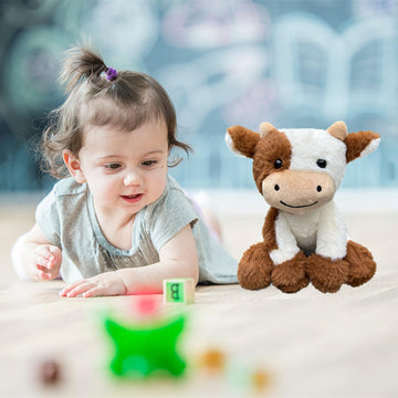 9 Inches Cow Stuffed Animal Soft Plush Cute Cow Doll For Boys Girls (Brown Cow)