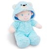 June Garden 12'' Sweet Dolly Fuzzy - Stuffed Ultra Soft Baby Bear Doll For Birth And Up - Removable Blue Outfit