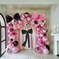 Kozee Coquette Birthday Decoration Kit - 150pcs Balloon Garland Arch, Pastel Pink & Black, Rubber, Cake Topper for Girls Baby Shower Party