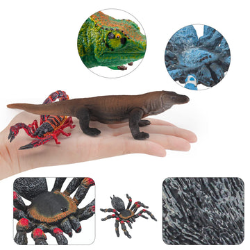 BRETOYIN Bearded Dragon Toys Snake Figurine 8PCS Realistic Lizard Figures Desert Diorama Animals Spider Figurines Chameleon Toys