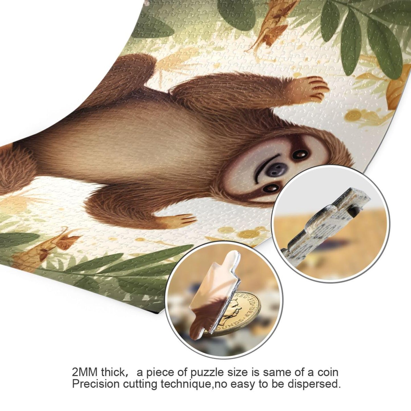 Goodold Cute Sloth Puzzles For Adults And Kids 500 Pieces, Wooden Jigsaw Puzzles, Happy Family Games Ideal