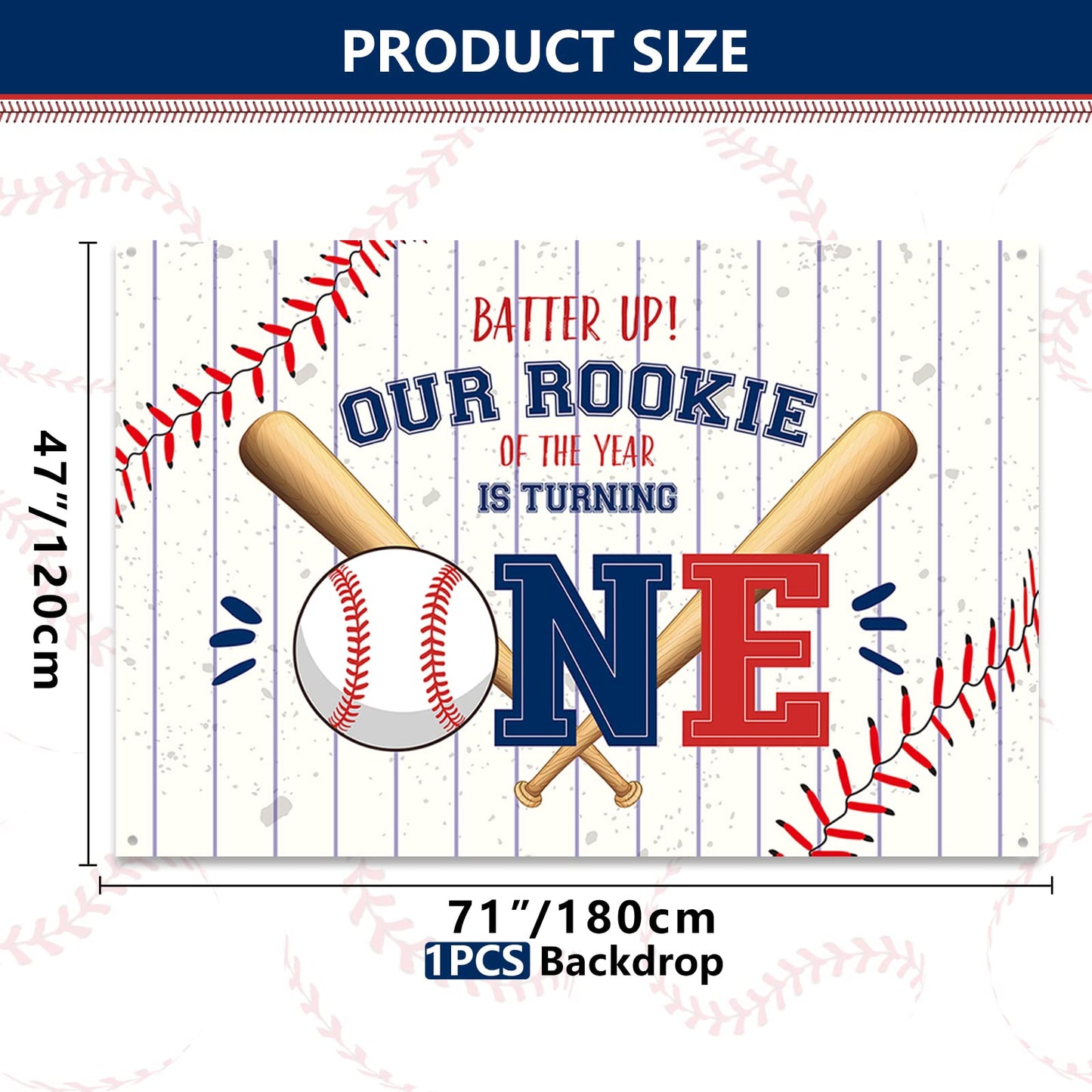 QUERICKY Baseball 1st Birthday Decoration Banner, 71x47in, Rookie Year Backdrop for Boys