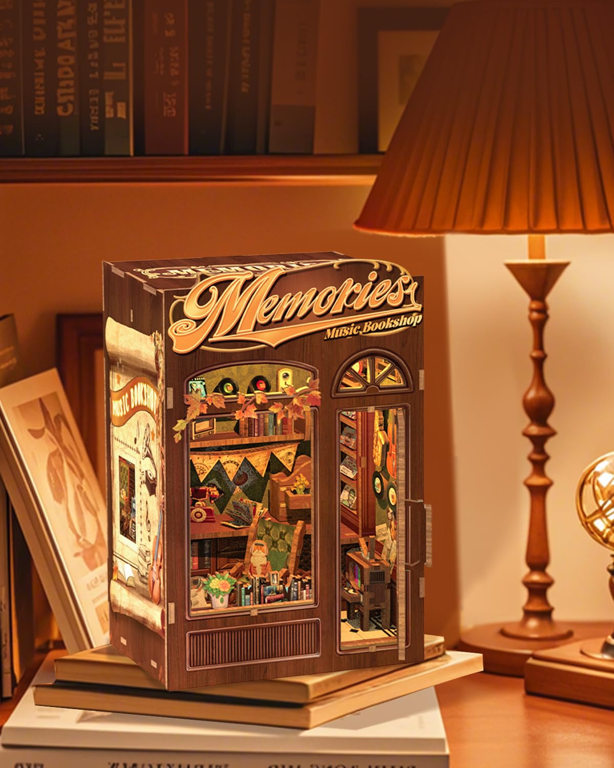 CUTEBEE Book Nook Kit - DIY Miniature House Dollhouse Kit for mature-themed and Teens  Booknook Bookshelf Decor Alley Model Build with LED Light  Gifts for Family and Friends (Memories Music Bookshop)