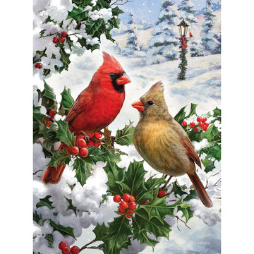 Bits And Pieces - 1000 Piece Jigsaw Puzzle For Adults - Cardinal Couple Glitter - Holiday Christmas Snow Tree Forest Jigsaw Puzz